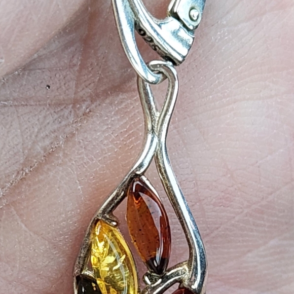 Sterling & Amber Hinged Earrings - Picture 8 of 8